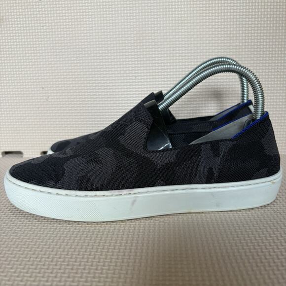 Rothy’s The Original Slip On Sneaker Women’s Size 7 Black Grey Camo Knit Comfort - Picture 1 of 9